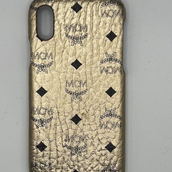 MCM Visetos Original Iphone X/Xs Case in Gold / Berlin Gold - Picture 1 of 2